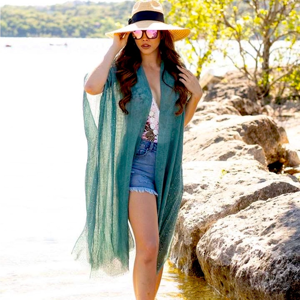 NWT Grace & Lace Shimmer Gauze Kimono One Size